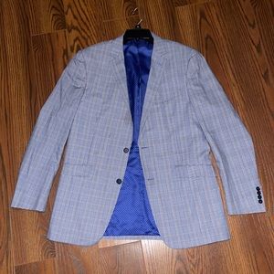 Light Blue Plaid Suit Jacket